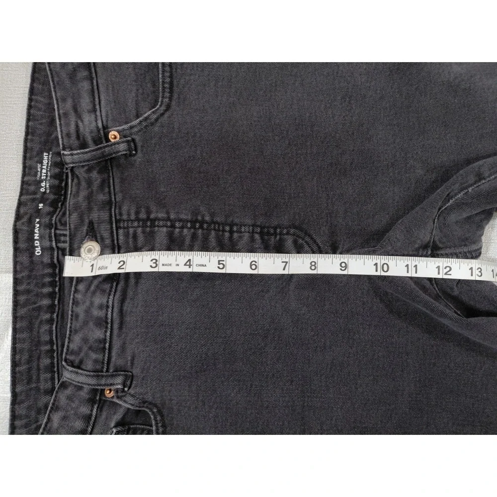 Old Navy High Rise O.G. Straight Jeans Button Fly Women's Sz 16 Black Denim‎
